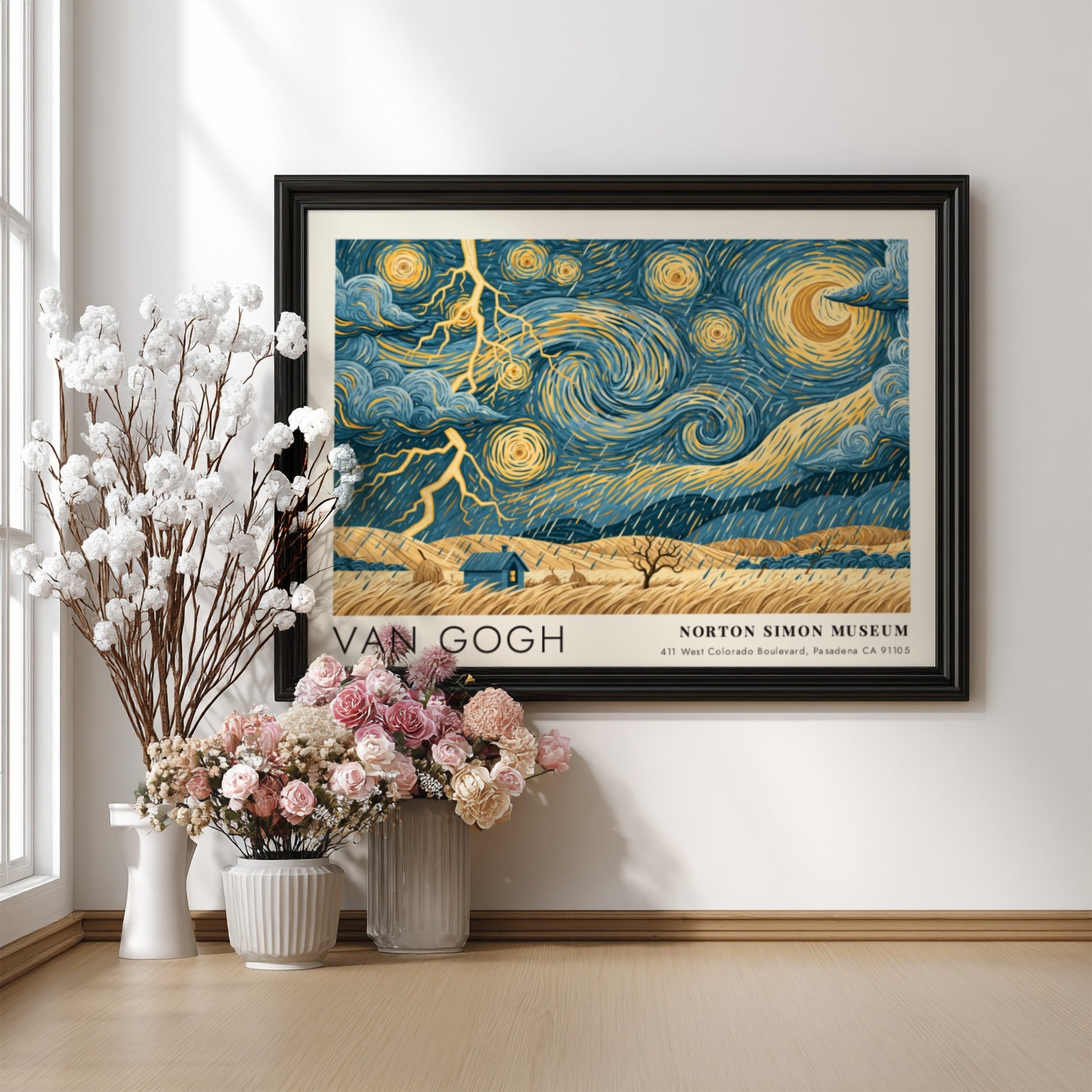 Van Gogh poster featuring vibrant colors and dynamic brushstrokes of a flowering garden scene