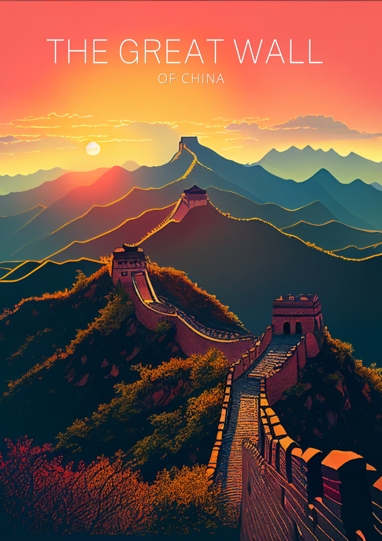 Asian THE GREAT WALL OF CHINA PRINT - RETRO POSTER