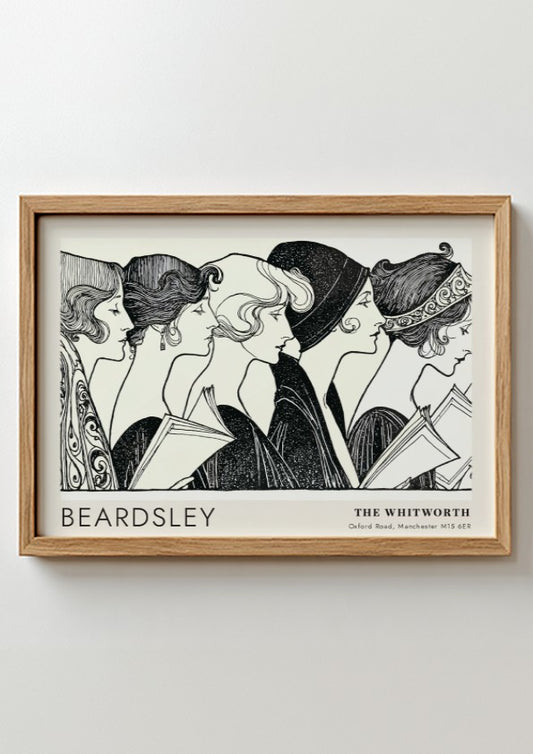 Wall art poster featuring Aubrey Beardsley illustration of five figures at The Whitworth