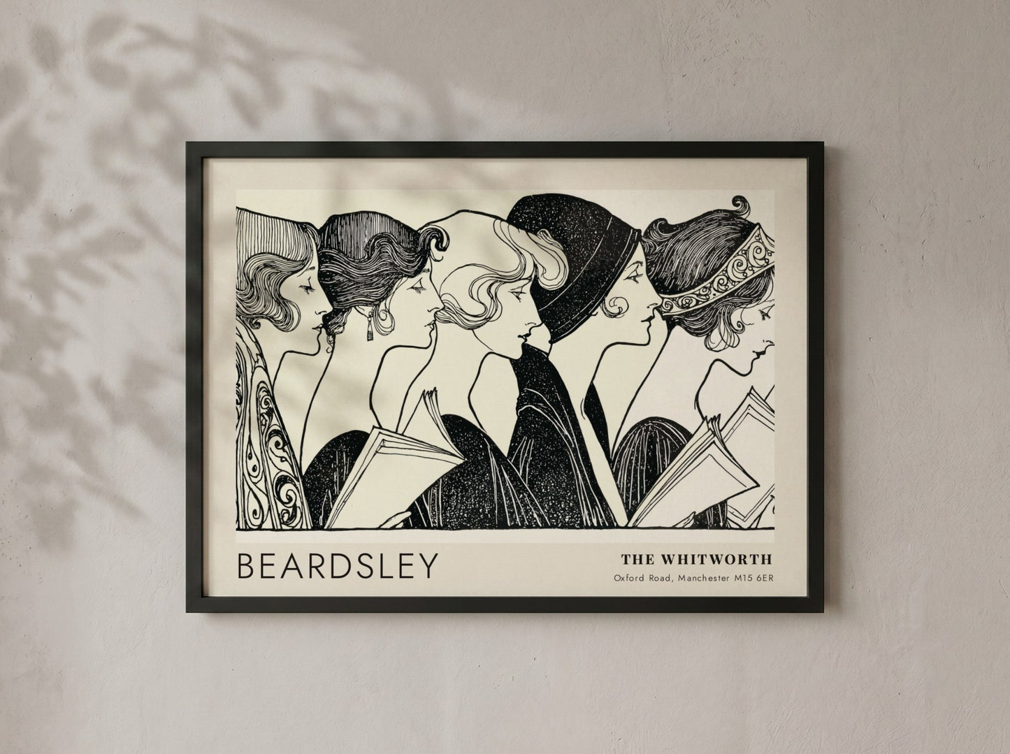 Wall art poster featuring Aubrey Beardsley illustration of five figures at The Whitworth