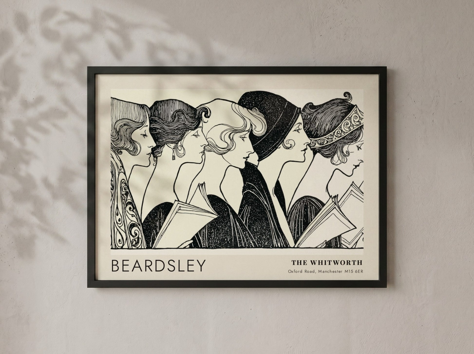 Wall art poster featuring Aubrey Beardsley illustration of five figures at The Whitworth