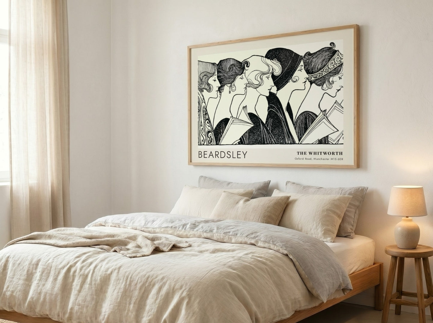 Wall art poster featuring Aubrey Beardsley illustration of five figures at The Whitworth