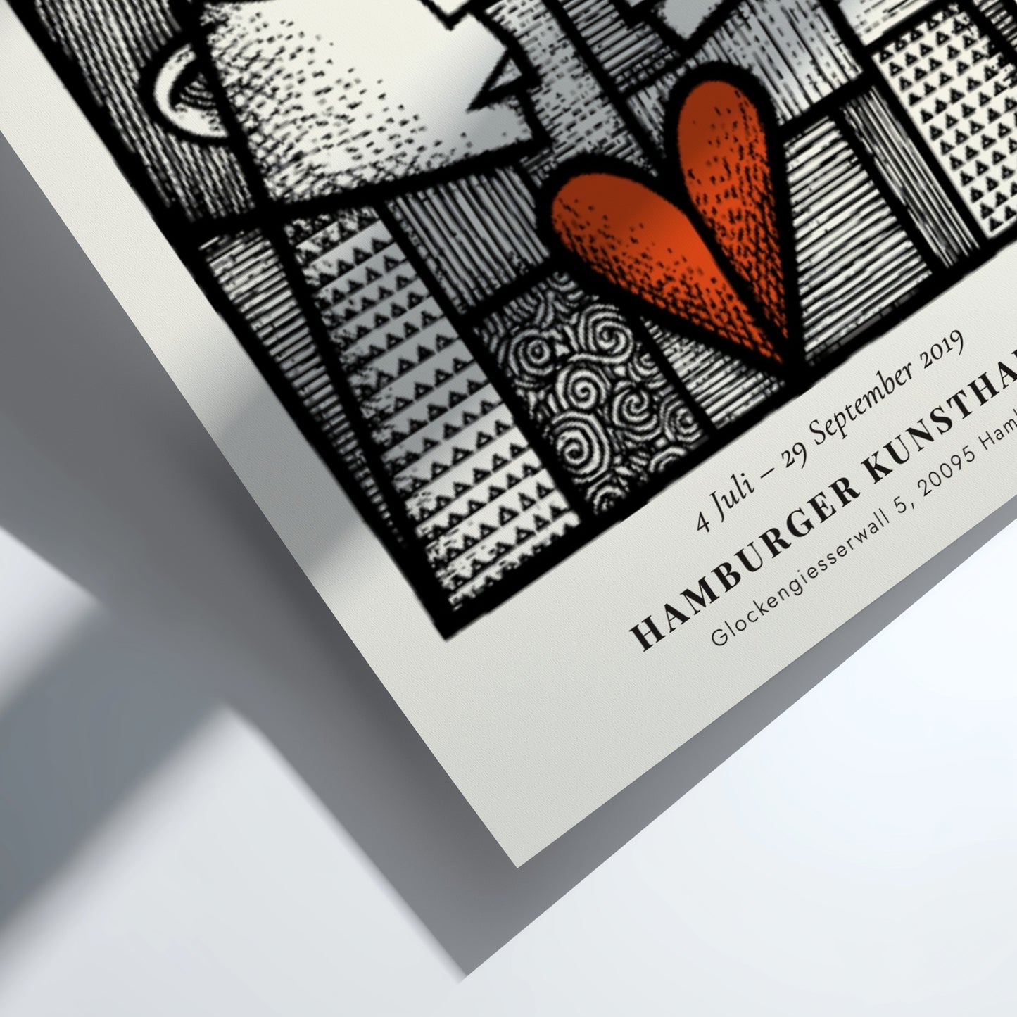Picasso inspired poster featuring The Lovers in abstract style with bold lines and a red heart.