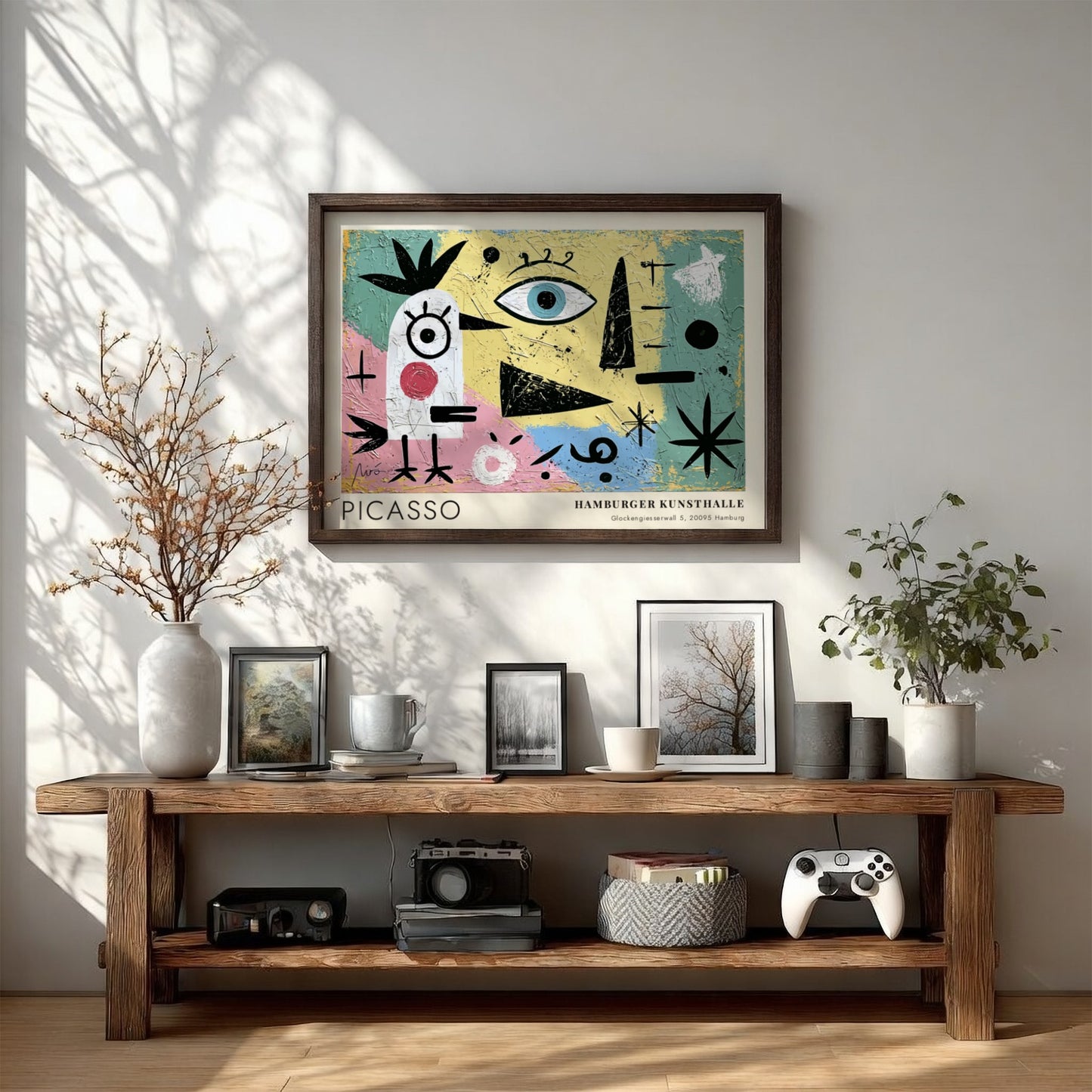 Pablo Picasso poster featuring The Lovers with vibrant colors and abstract shapes