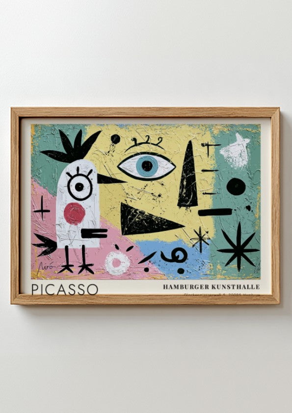 Pablo Picasso poster featuring The Lovers with vibrant colors and abstract shapes