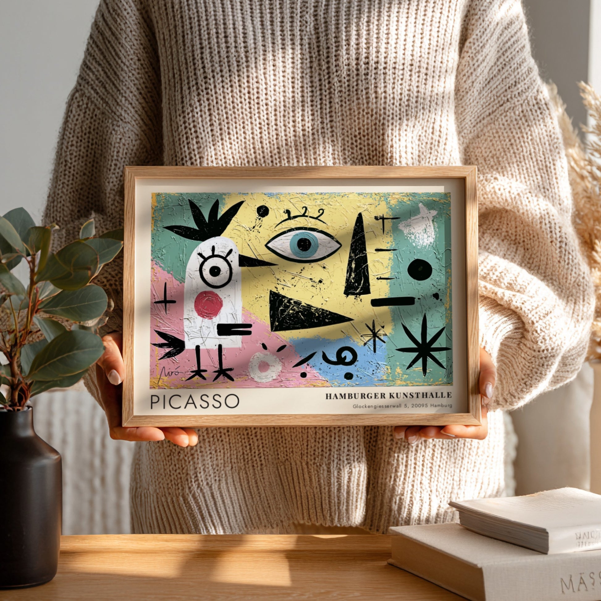 Pablo Picasso poster featuring The Lovers with vibrant colors and abstract shapes