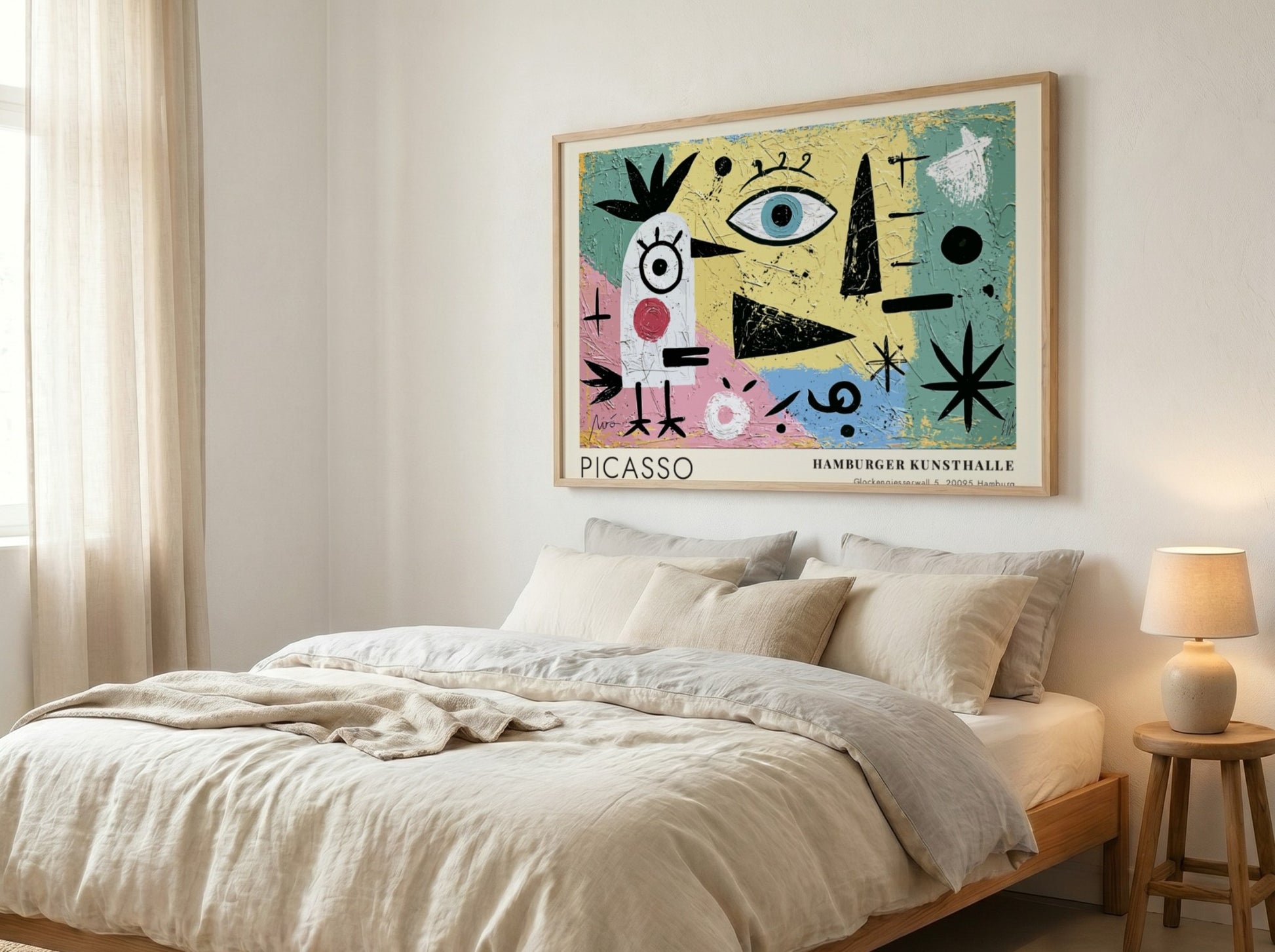 Pablo Picasso poster featuring The Lovers with vibrant colors and abstract shapes