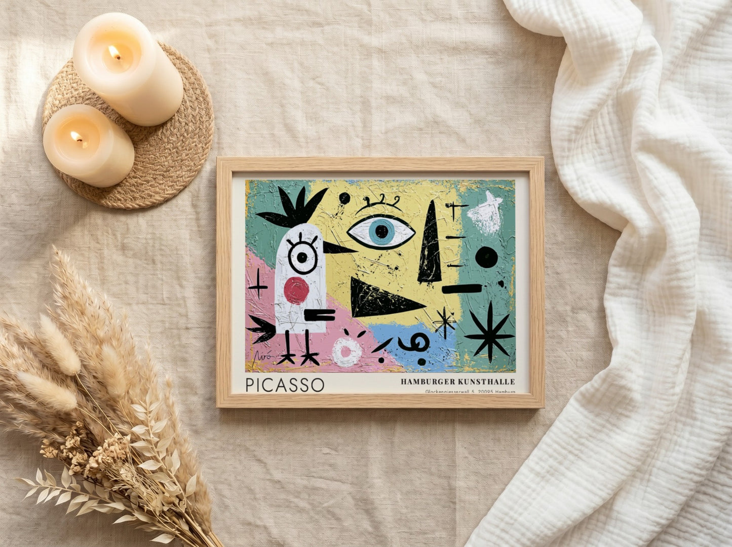Pablo Picasso poster featuring The Lovers with vibrant colors and abstract shapes