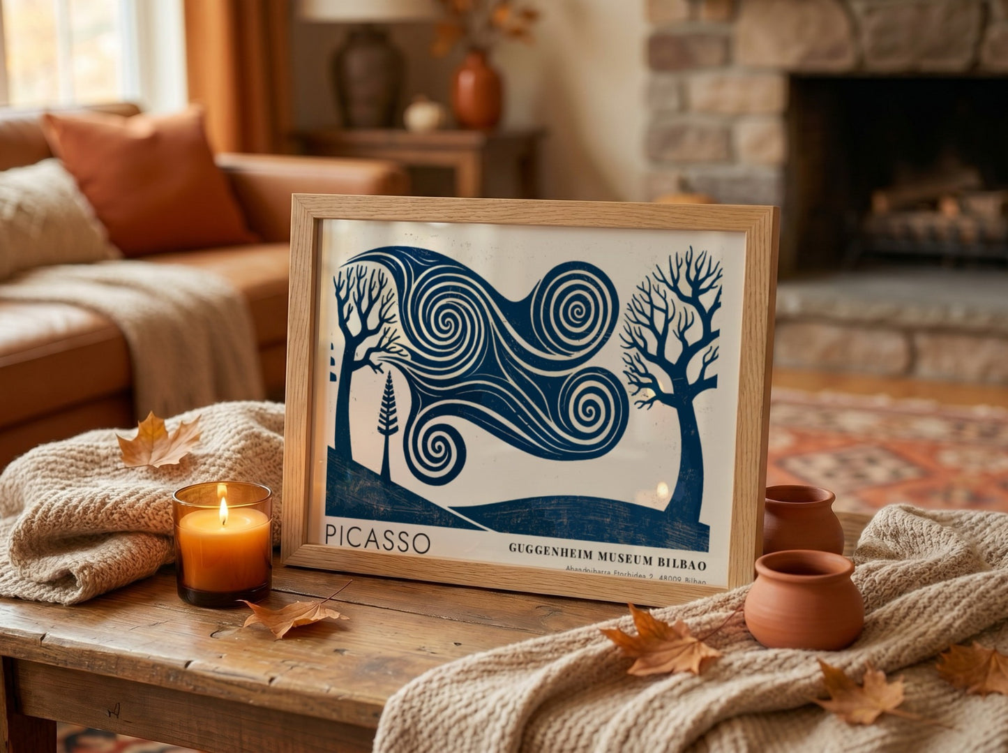 Pablo Picasso poster featuring The Musician in blue abstract style