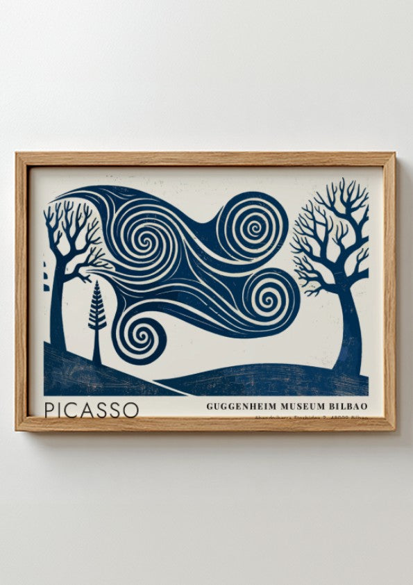 Pablo Picasso poster featuring The Musician in blue abstract style