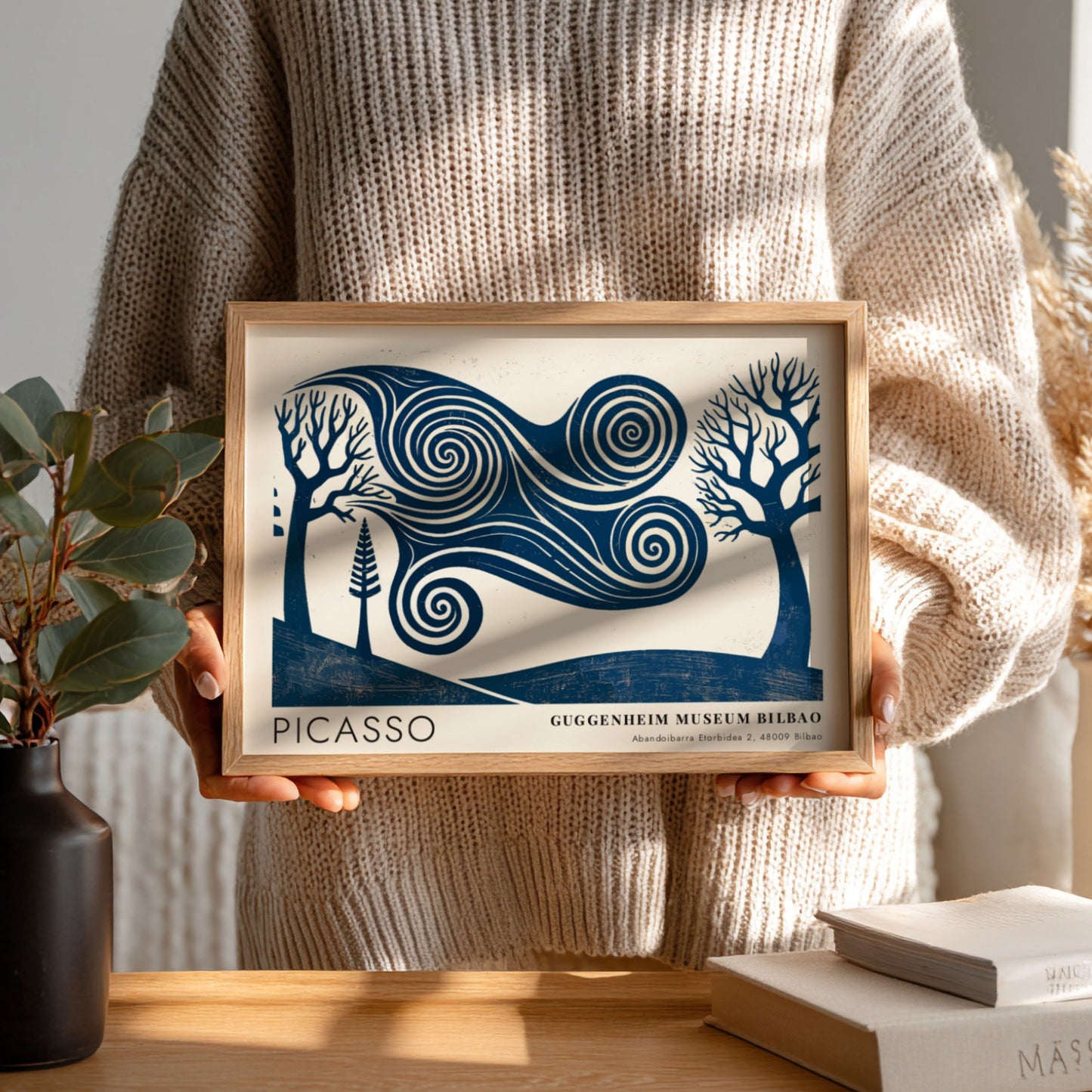 Pablo Picasso poster featuring The Musician in blue abstract style