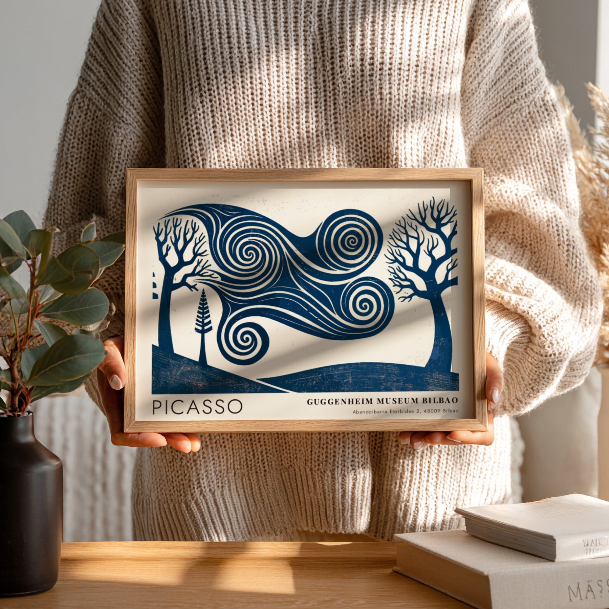 Pablo Picasso poster featuring The Musician in blue abstract style