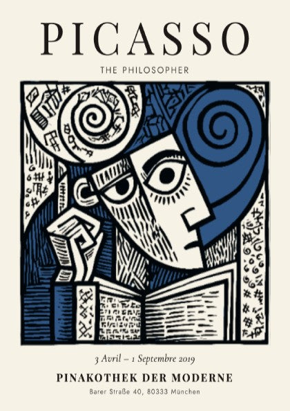 Picasso inspired poster featuring The Philosopher in bold colors and lines