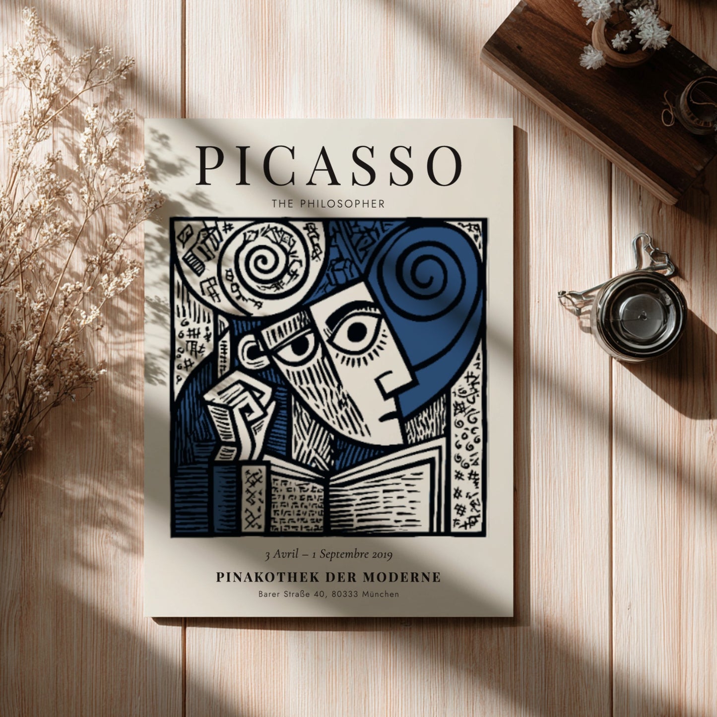 Picasso inspired poster featuring The Philosopher in bold colors and lines