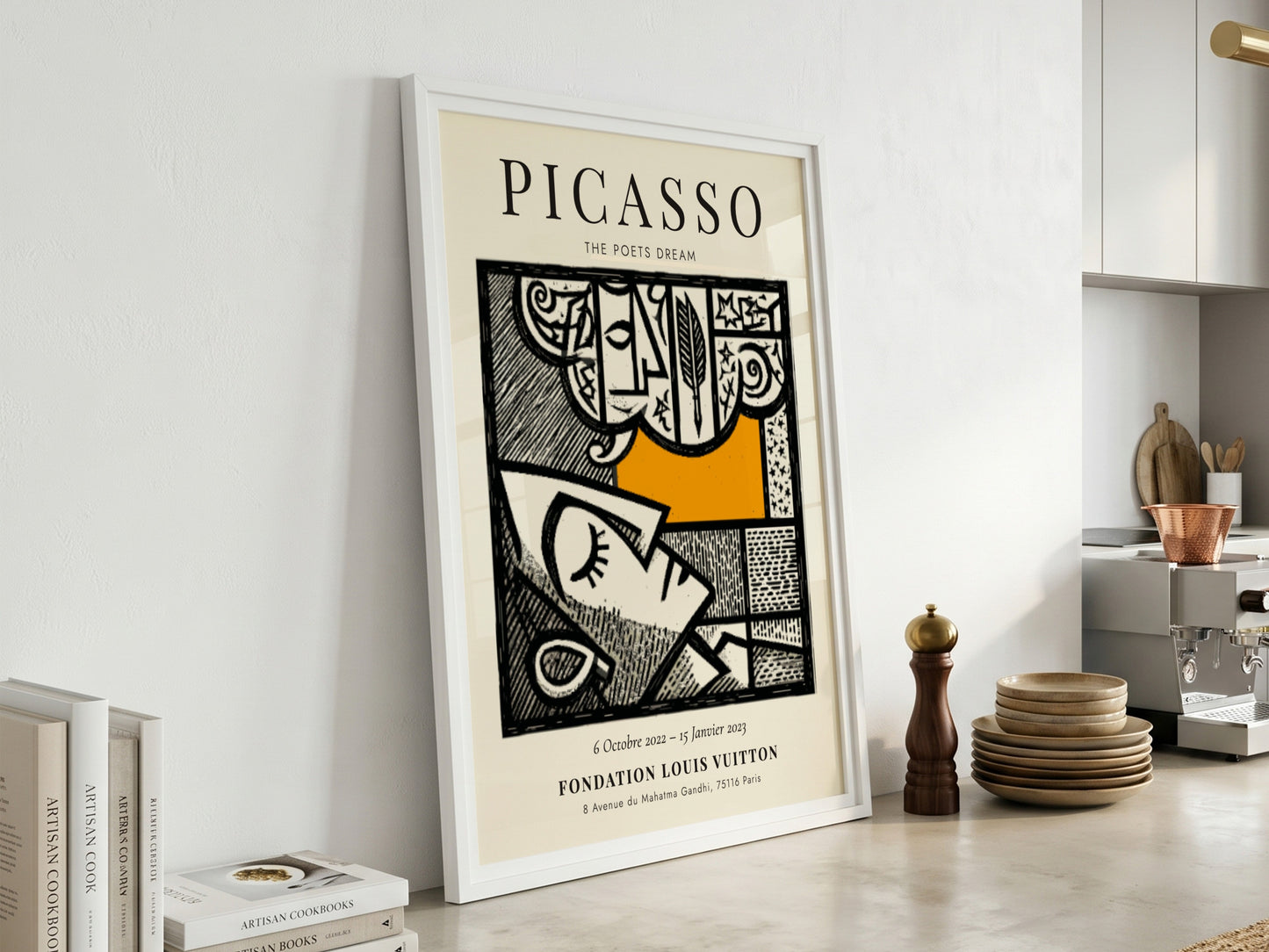 Picasso inspired poster featuring abstract shapes and bold colors