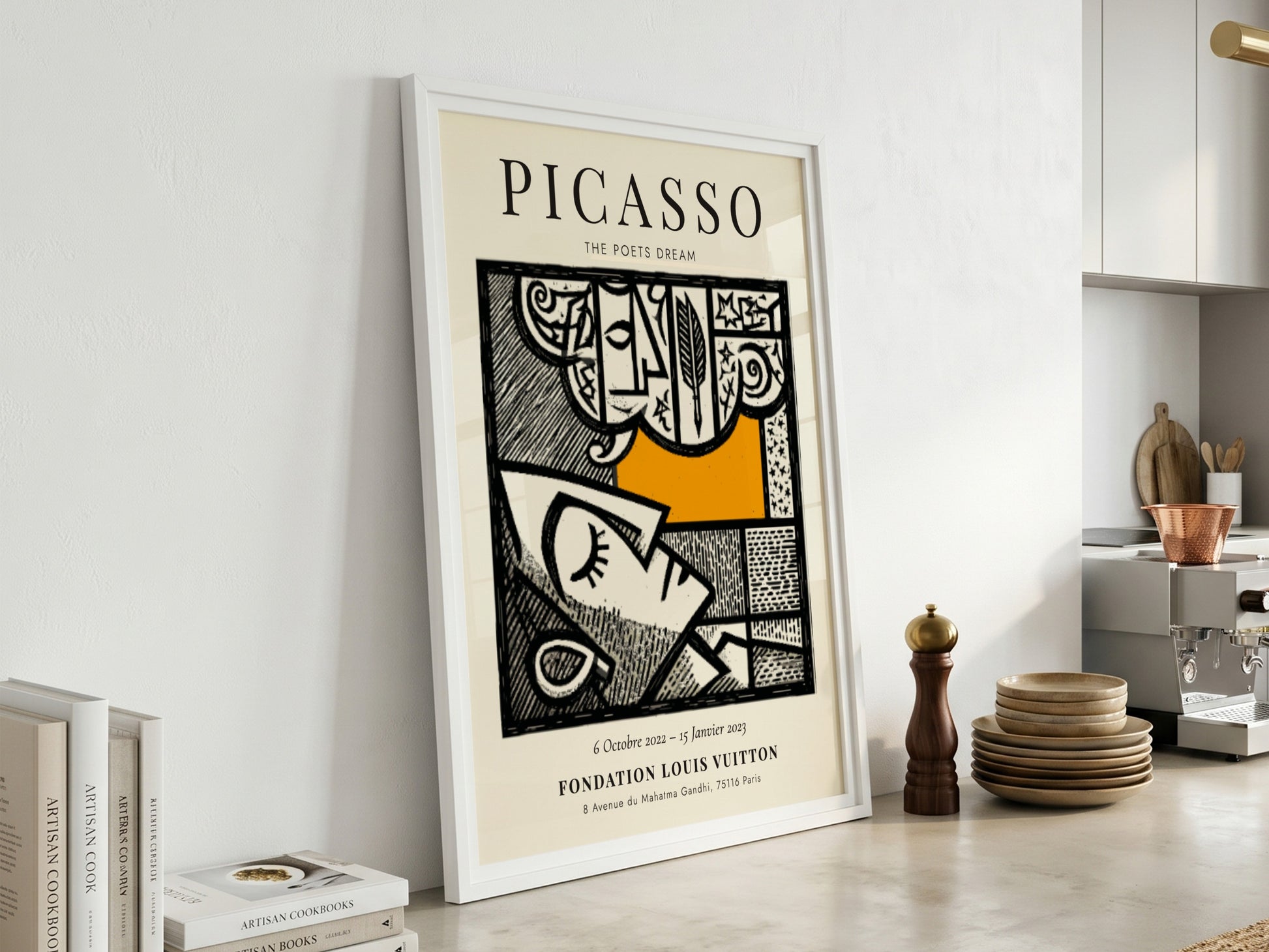 Picasso inspired poster featuring abstract shapes and bold colors