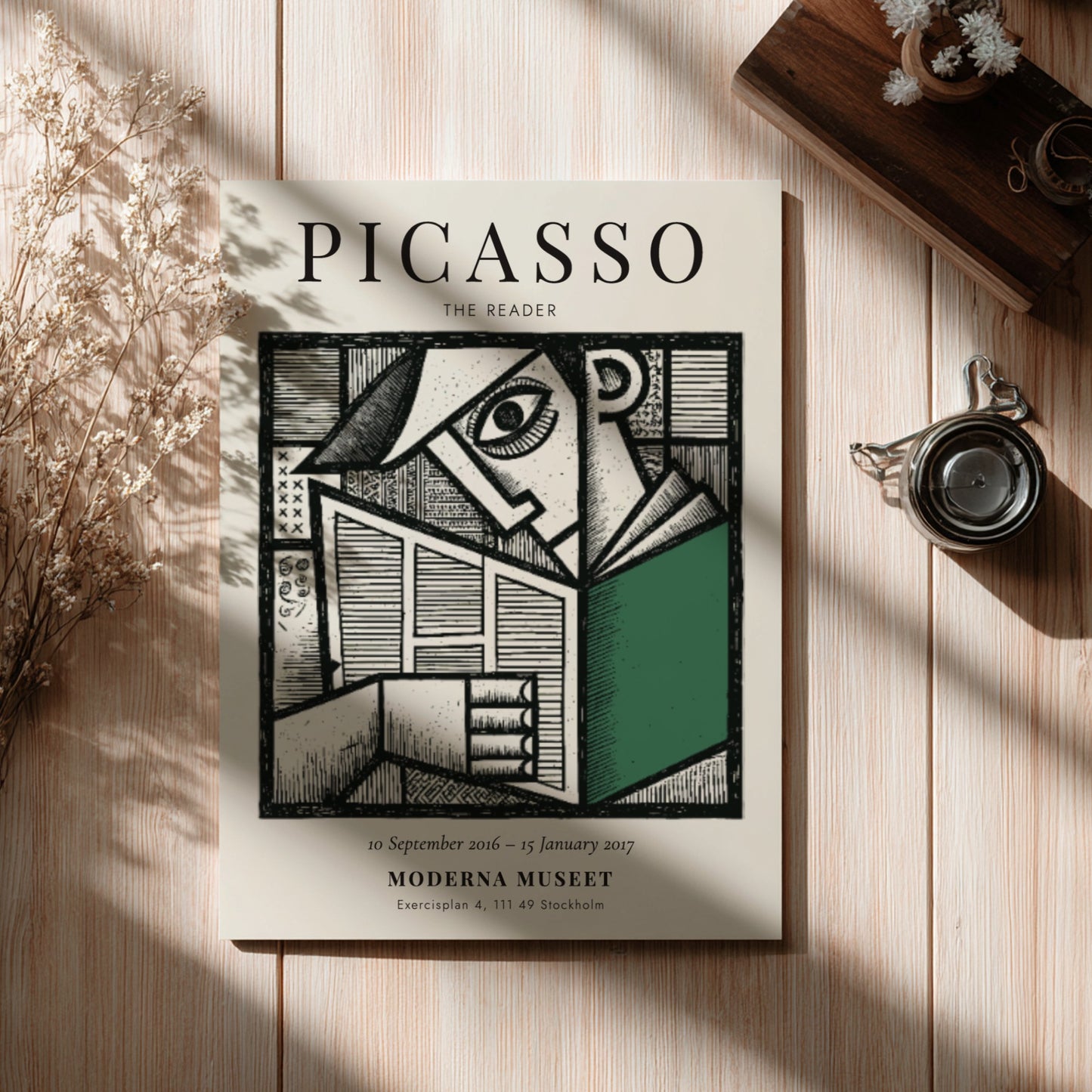 Picasso inspired poster featuring bold lines and colors in a modern art style
