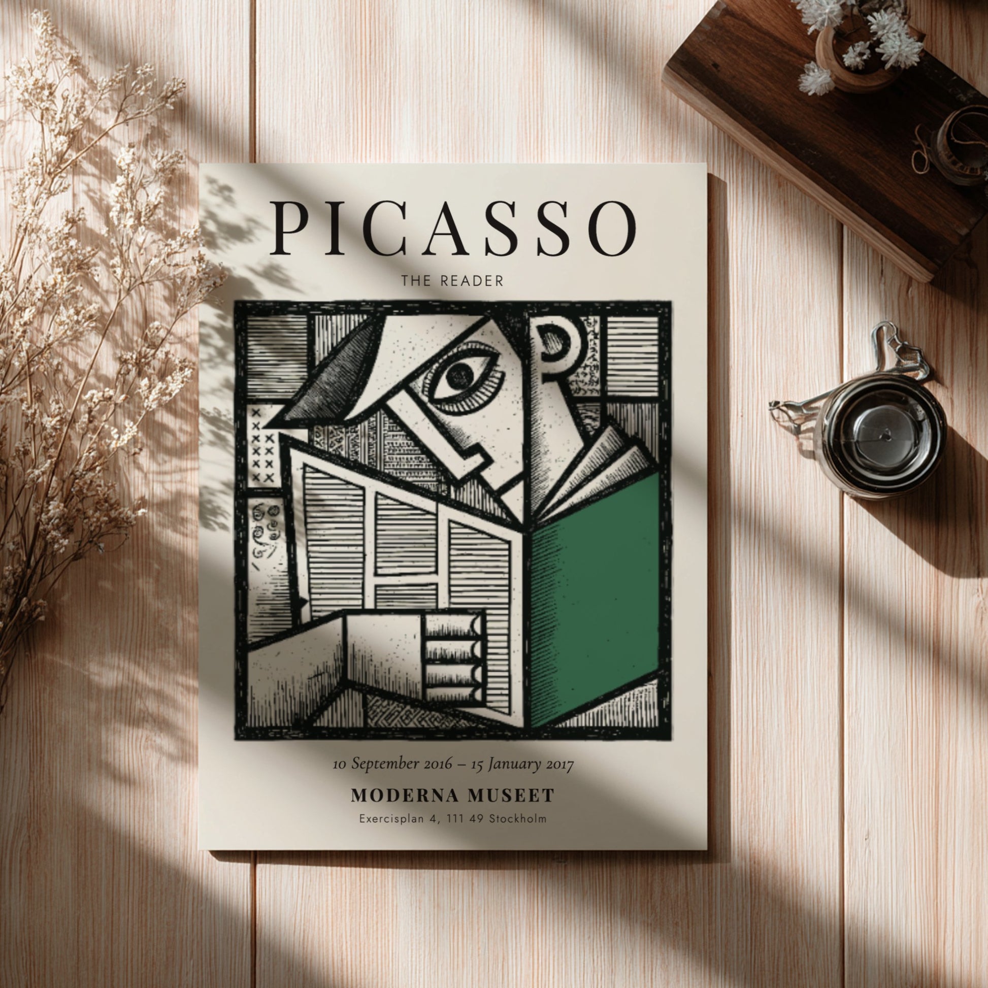 Picasso inspired poster featuring bold lines and colors in a modern art style