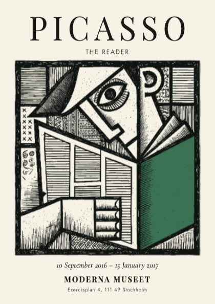 Picasso inspired poster featuring bold lines and colors in a modern art style
