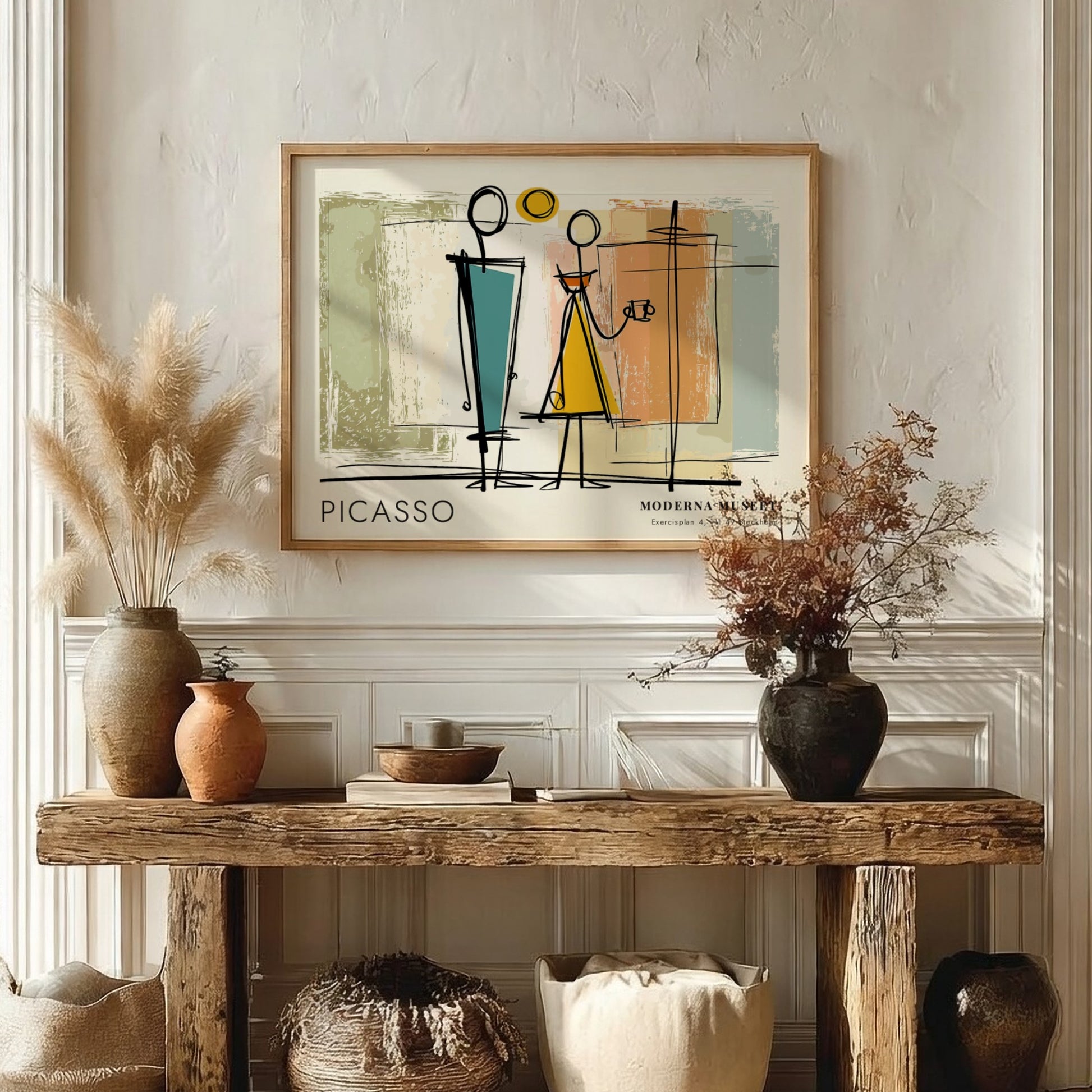 Wall art print featuring The Reader by Pablo Picasso with bold lines and vibrant colors