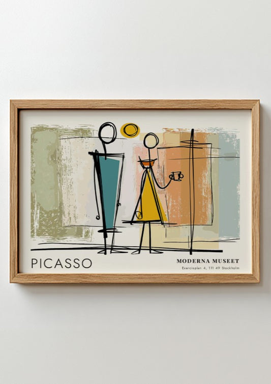 Wall art print featuring The Reader by Pablo Picasso with bold lines and vibrant colors