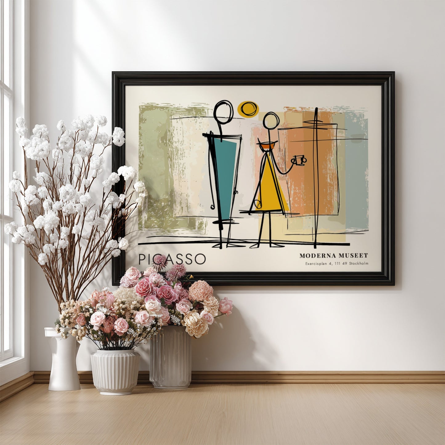 Wall art print featuring The Reader by Pablo Picasso with bold lines and vibrant colors