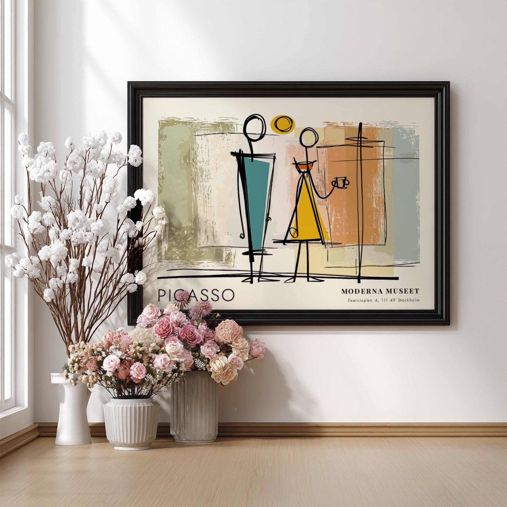 Wall art print featuring The Reader by Pablo Picasso with bold lines and vibrant colors