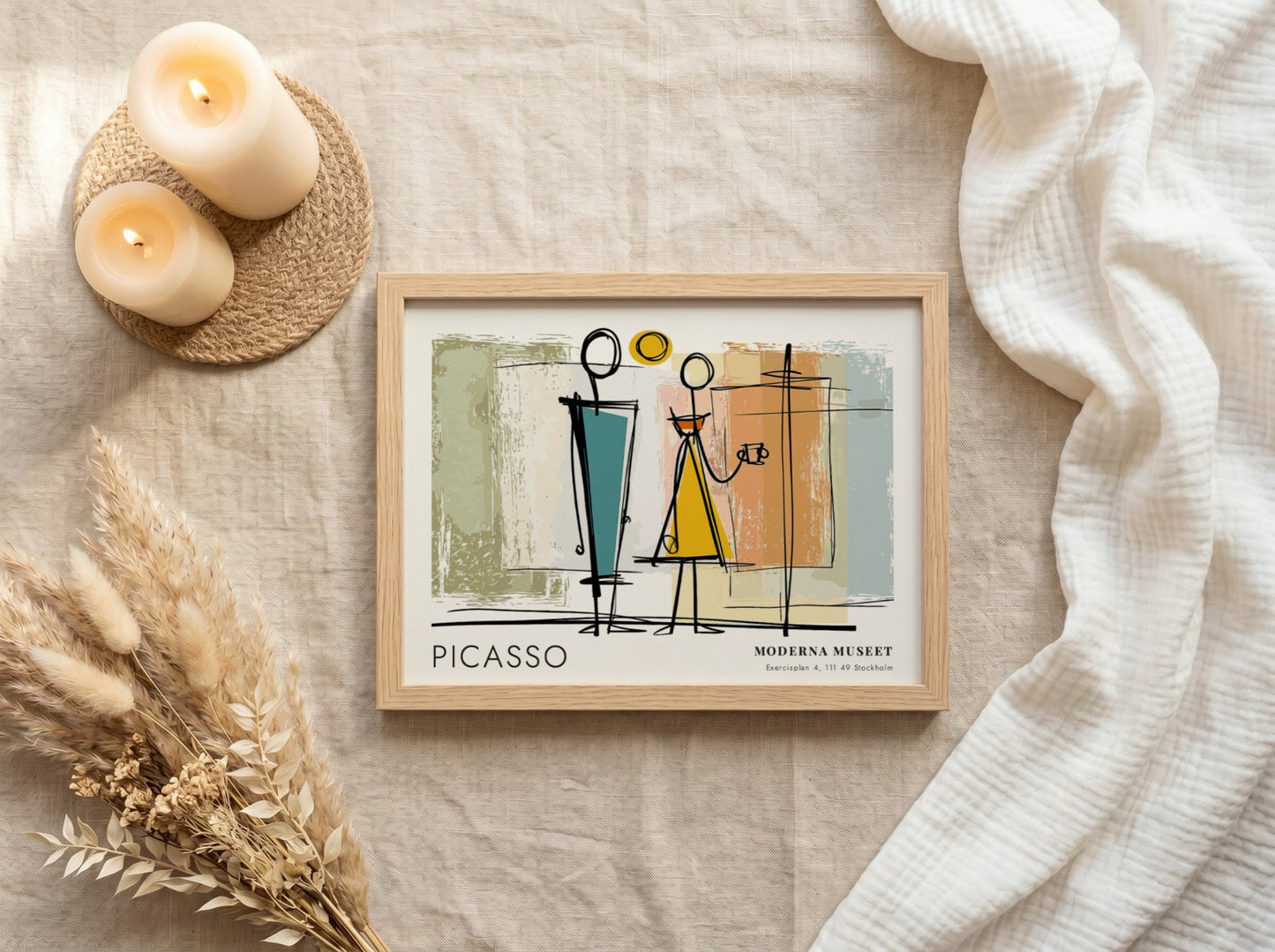 Wall art print featuring The Reader by Pablo Picasso with bold lines and vibrant colors