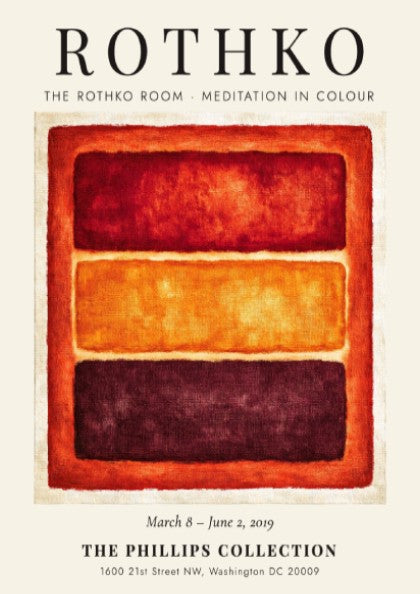 Wall art poster featuring Mark Rothko's Meditation in Colour with orange and red blocks.