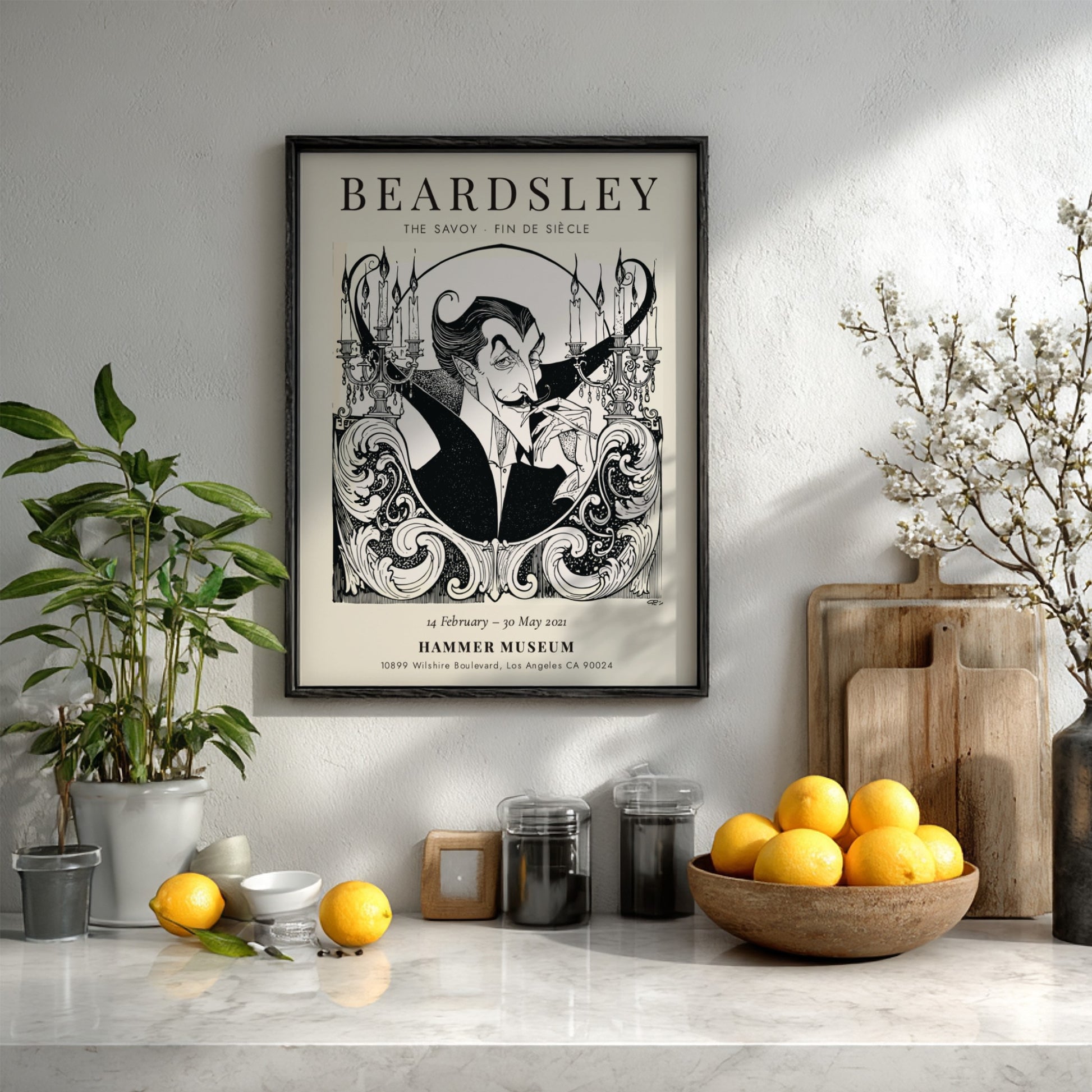 Aubrey Beardsley poster featuring The Savoy - Fin de Siècle with intricate black and white design.