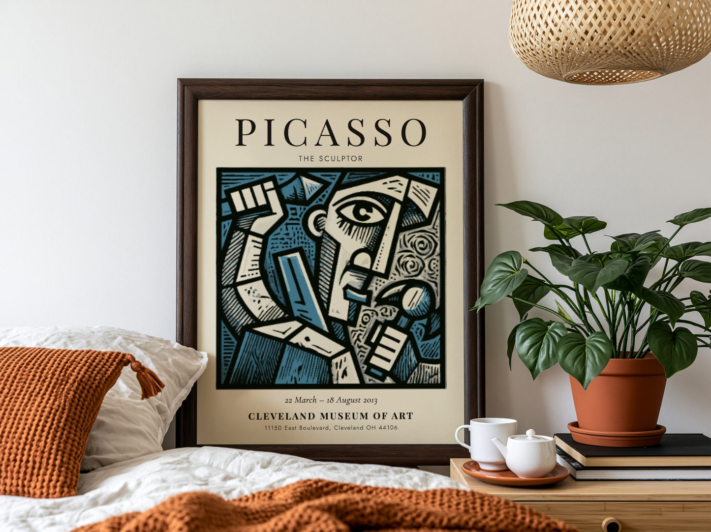 The Sculptor poster featuring bold lines and expressive colors inspired by Picasso's style.