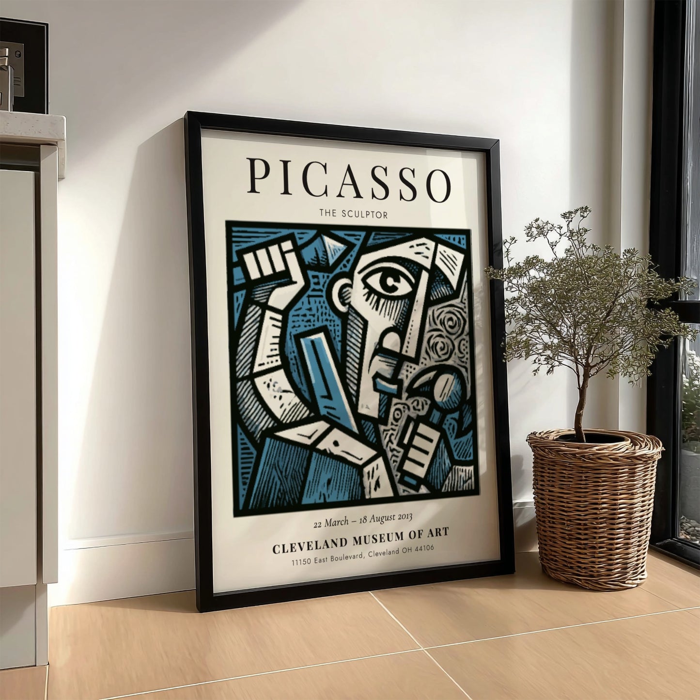 The Sculptor poster featuring bold lines and expressive colors inspired by Picasso's style.