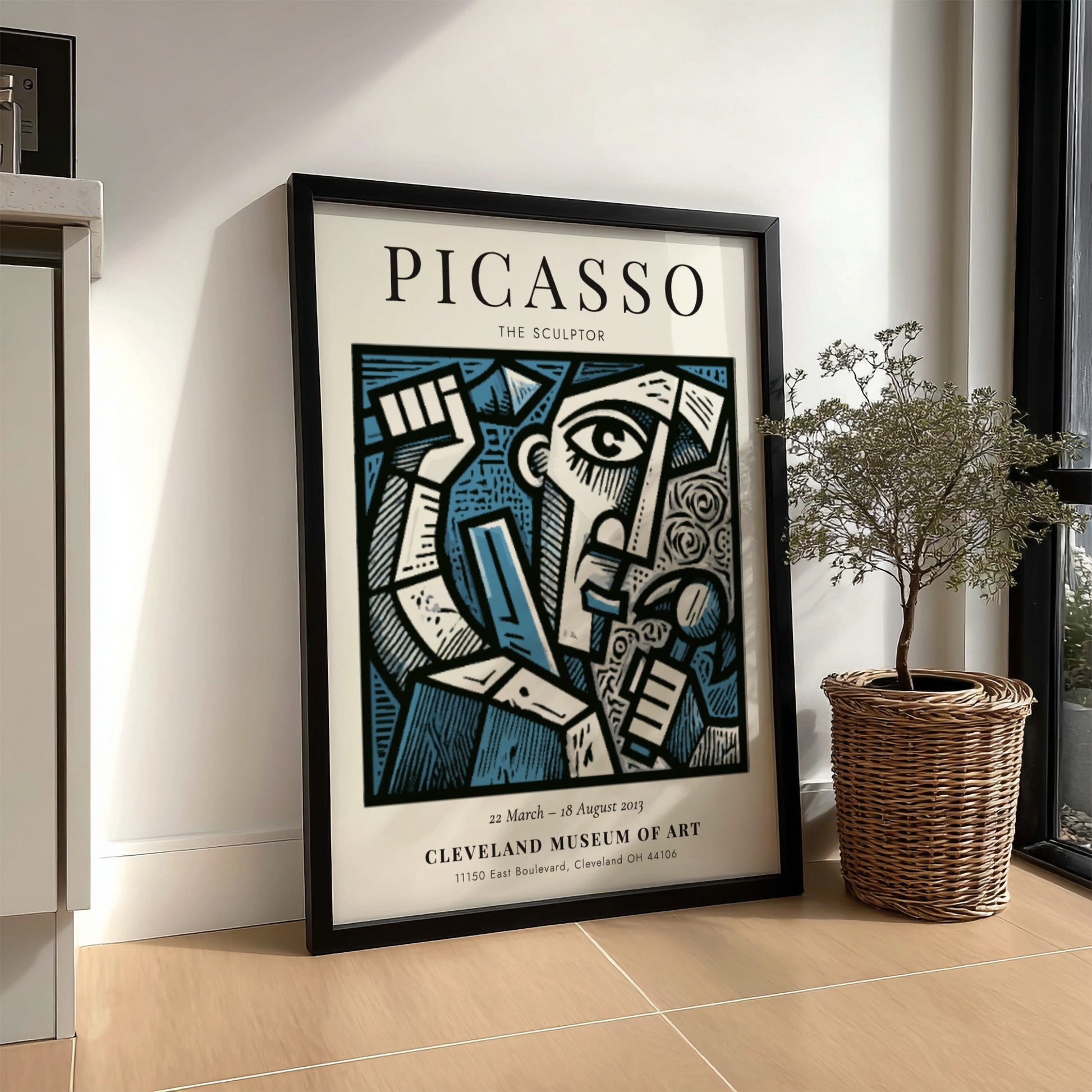 The Sculptor poster featuring bold lines and expressive colors inspired by Picasso's style.