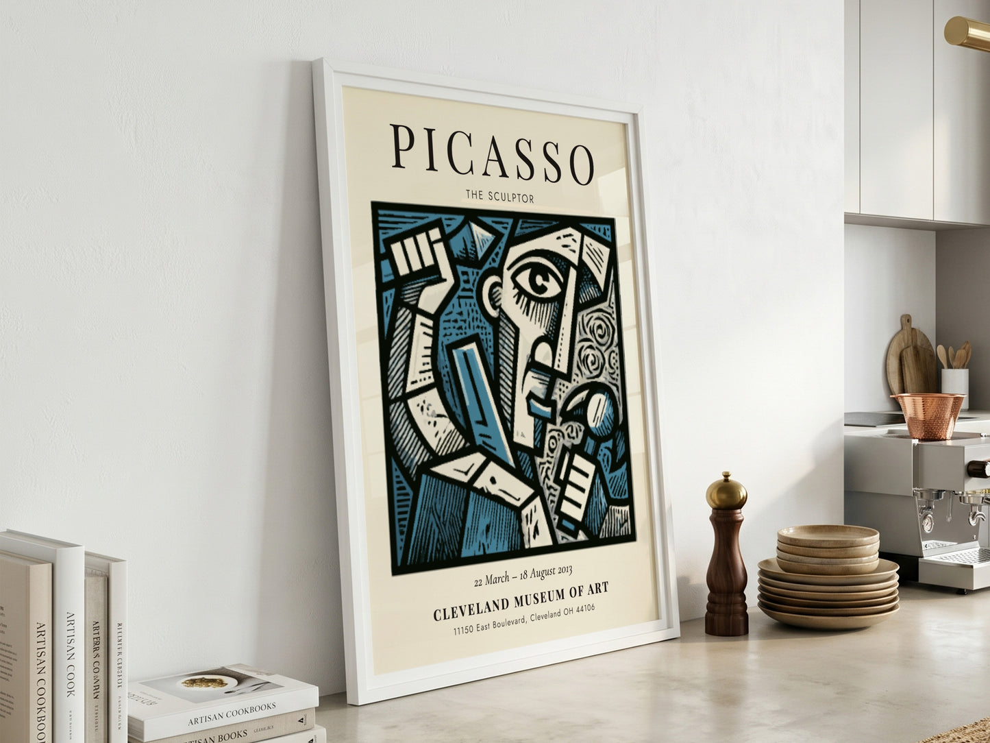 The Sculptor poster featuring bold lines and expressive colors inspired by Picasso's style.