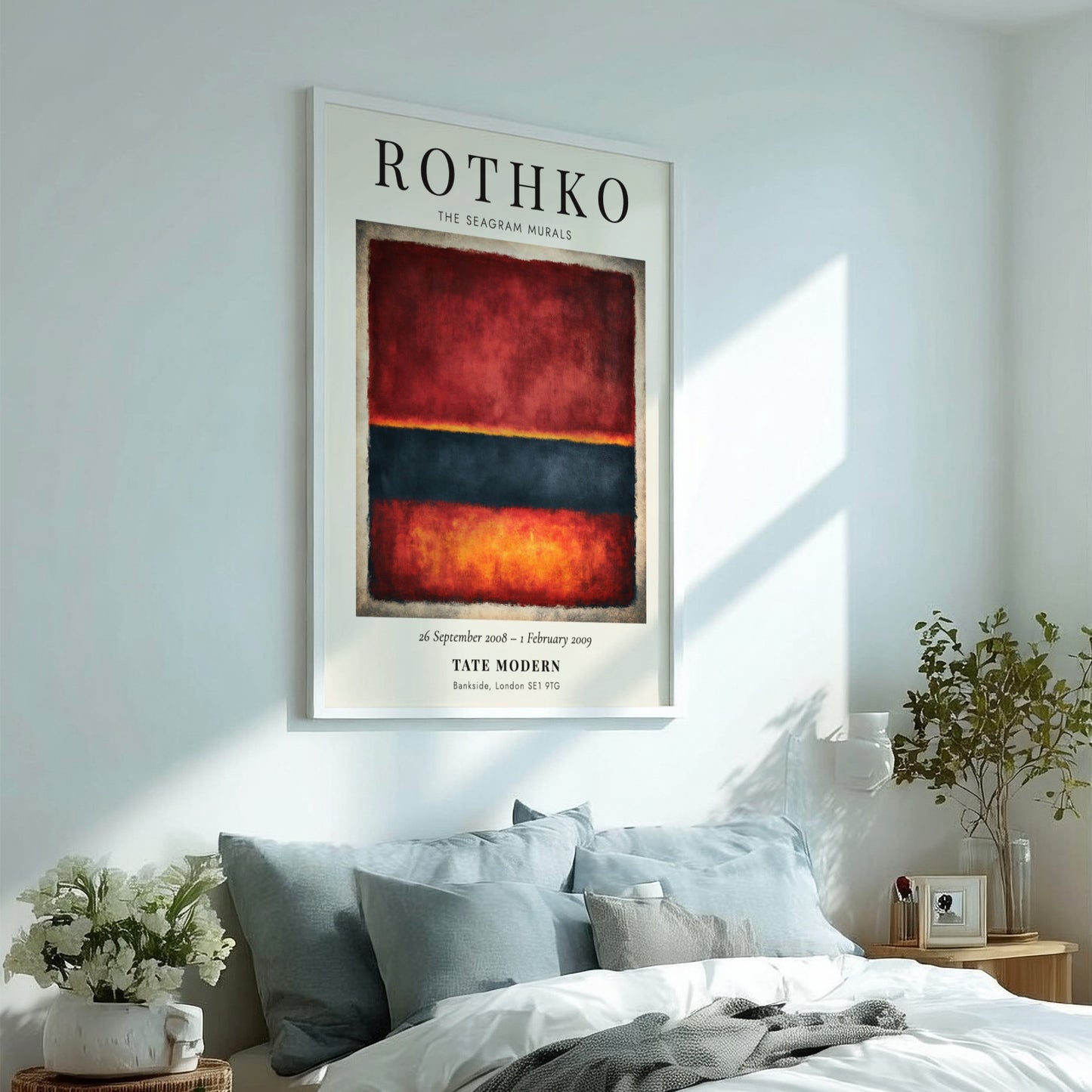 Wall art poster featuring Mark Rothko The Seagram Murals with deep red and orange.