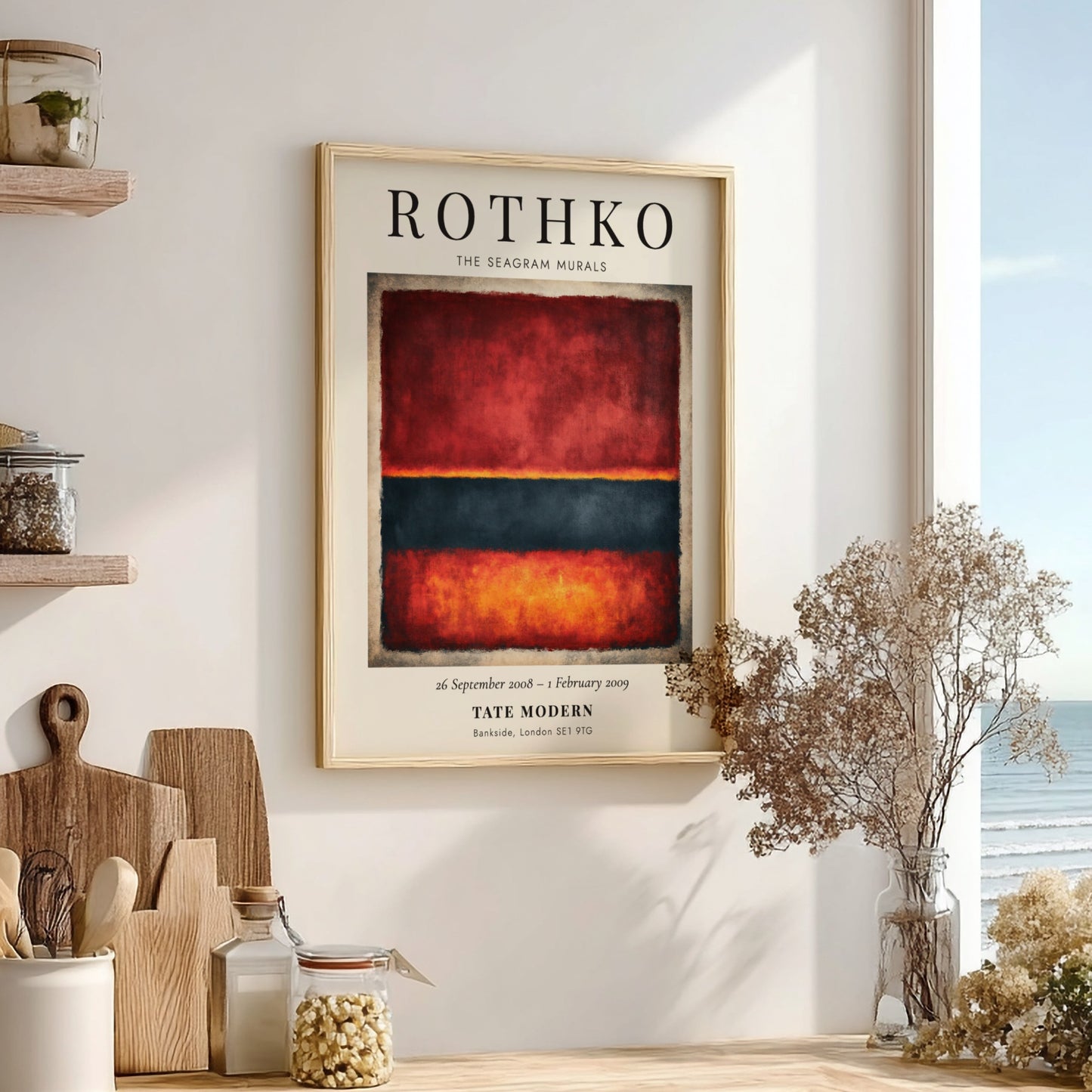 Wall art poster featuring Mark Rothko The Seagram Murals with deep red and orange.