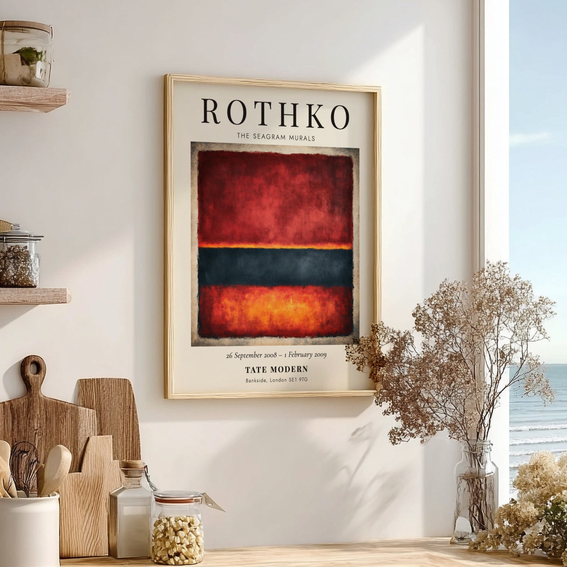 Wall art poster featuring Mark Rothko The Seagram Murals with deep red and orange.