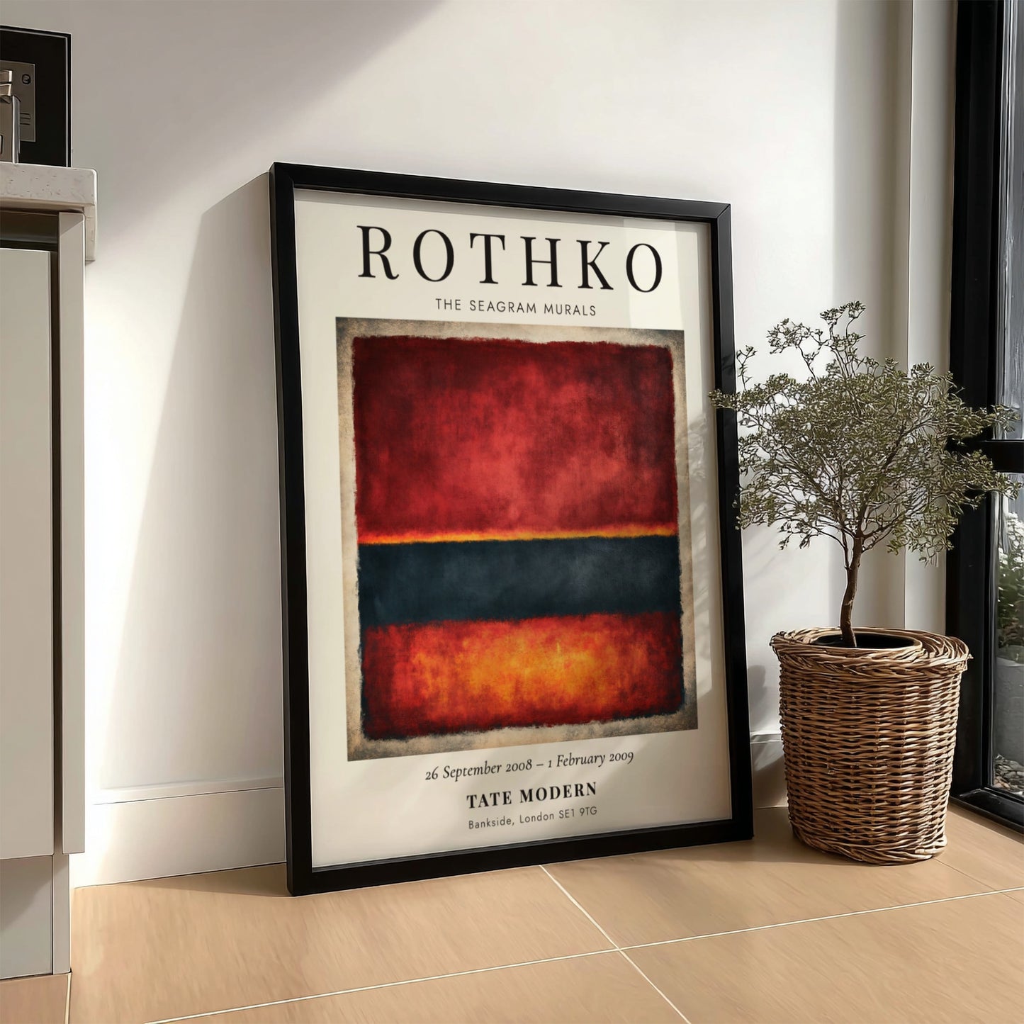 Wall art poster featuring Mark Rothko The Seagram Murals with deep red and orange.