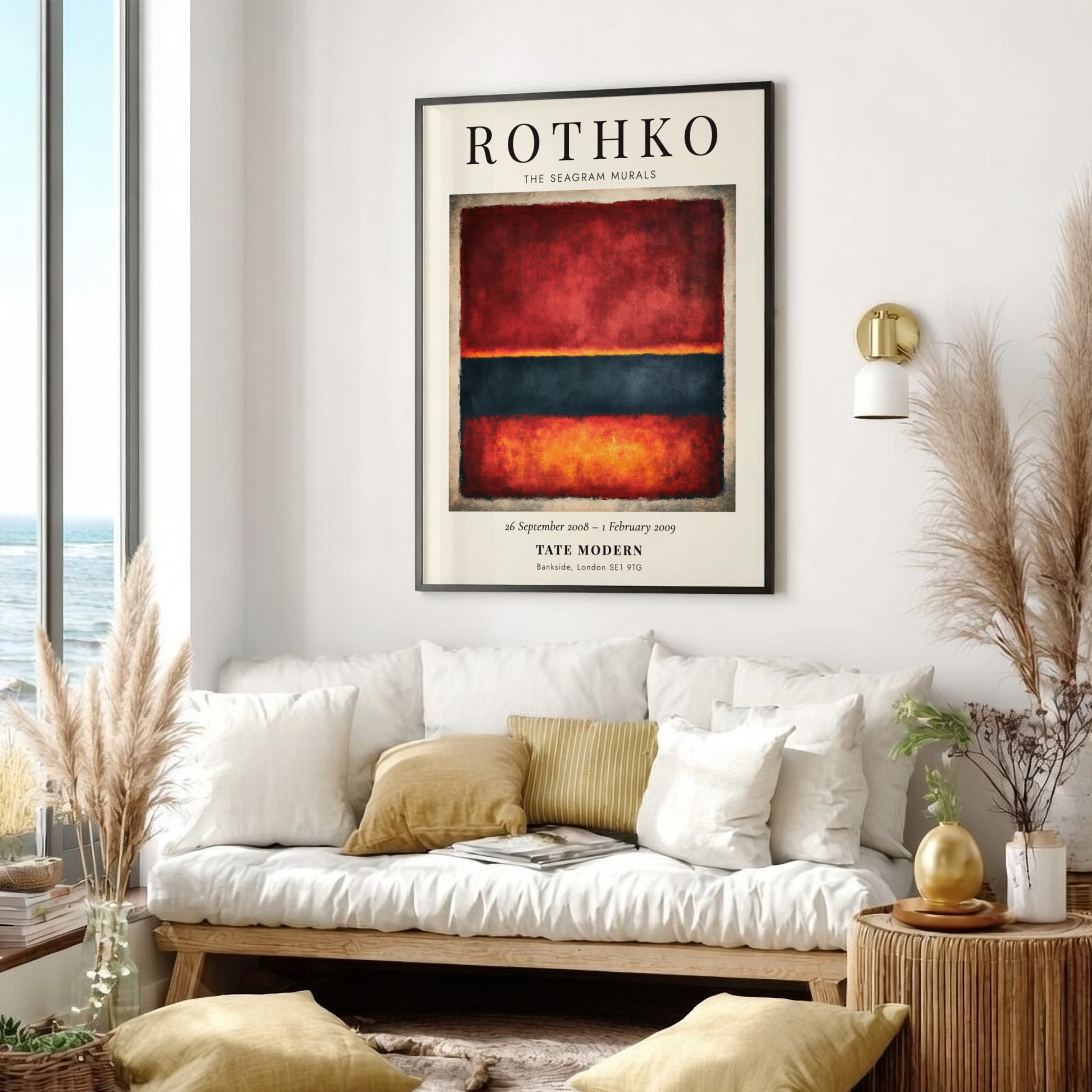 Wall art poster featuring Mark Rothko The Seagram Murals with deep red and orange.