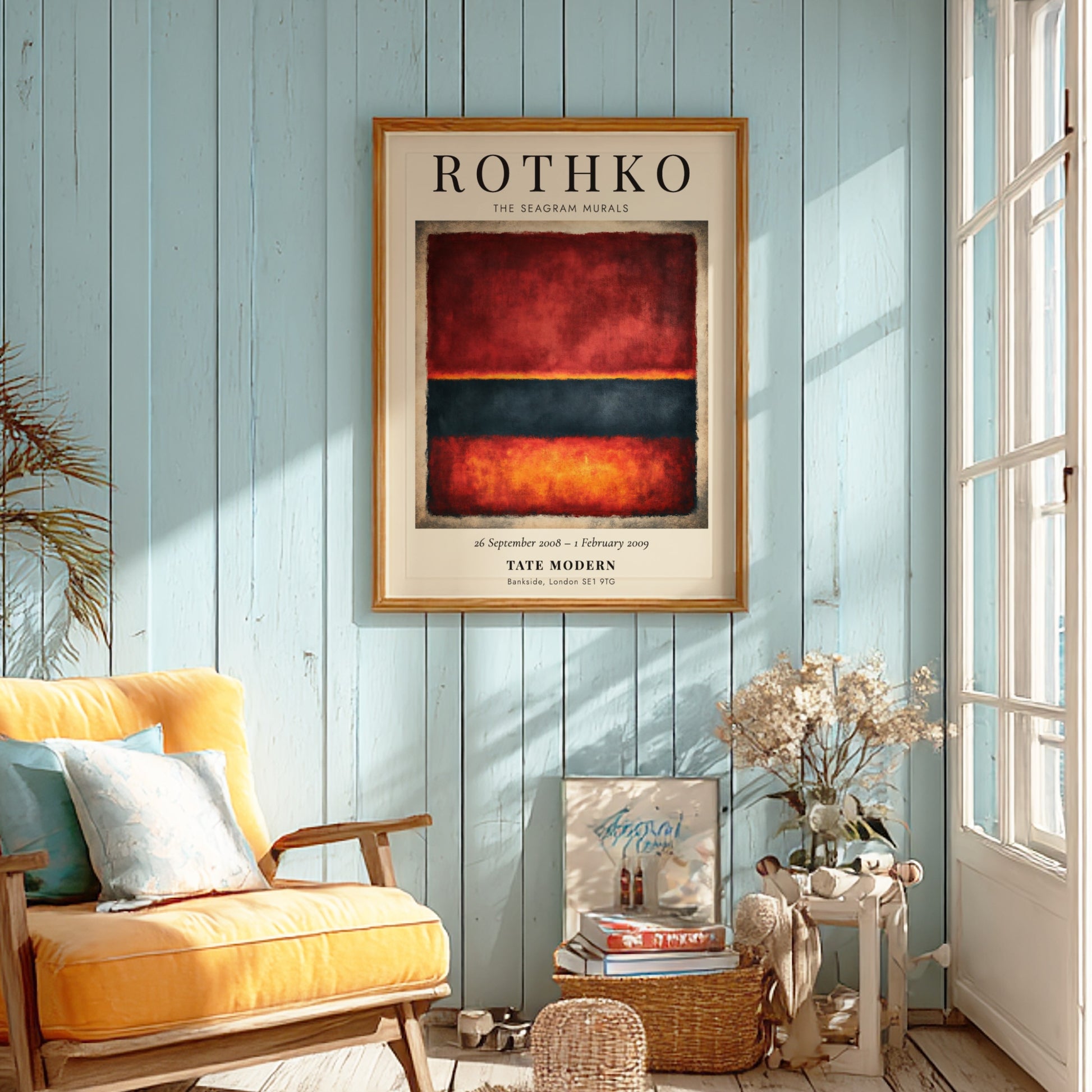 Wall art poster featuring Mark Rothko The Seagram Murals with deep red and orange.
