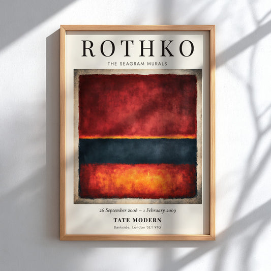 Wall art poster featuring Mark Rothko The Seagram Murals with deep red and orange.