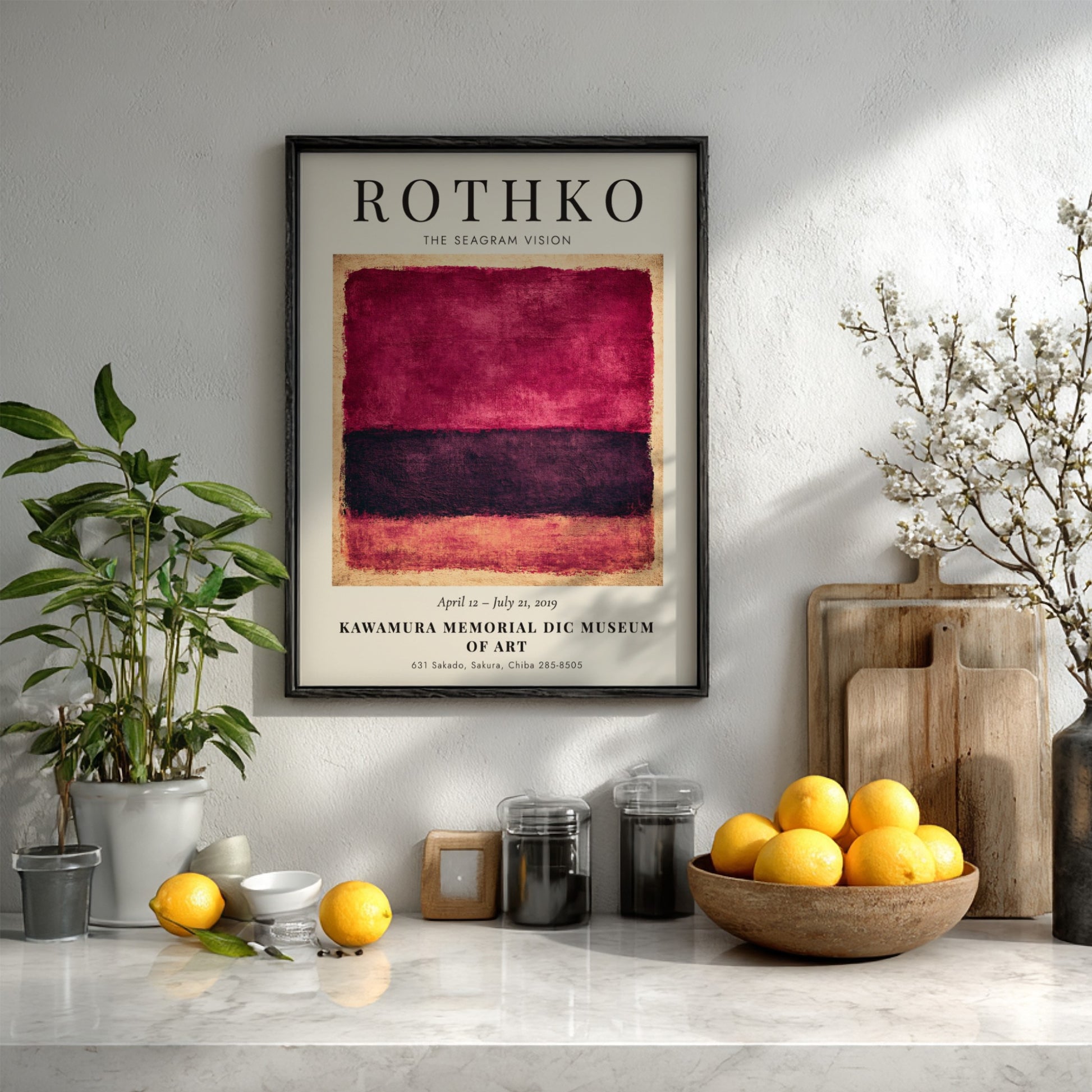 Wall art poster featuring Rothko The Seagram Vision with deep magenta and plum colors.