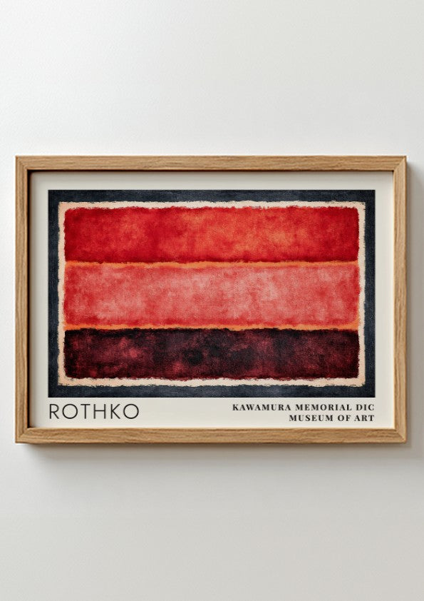 Wall art poster featuring Mark Rothko Seagram Vision abstract red bands in frame