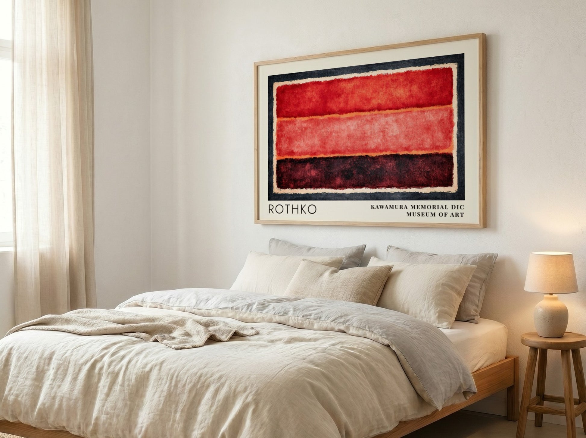 Wall art poster featuring Mark Rothko Seagram Vision abstract red bands in frame
