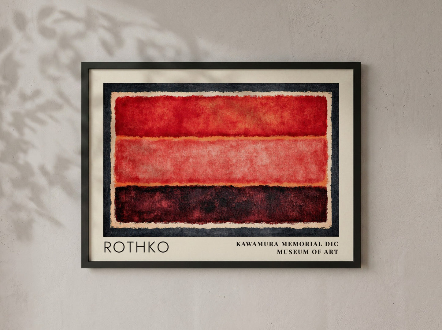 Wall art poster featuring Mark Rothko Seagram Vision abstract red bands in frame