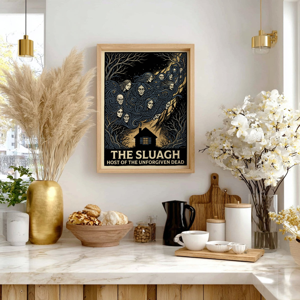 Poster featuring the Sluagh Host of the Unforgiven Dead with swirling spectral faces