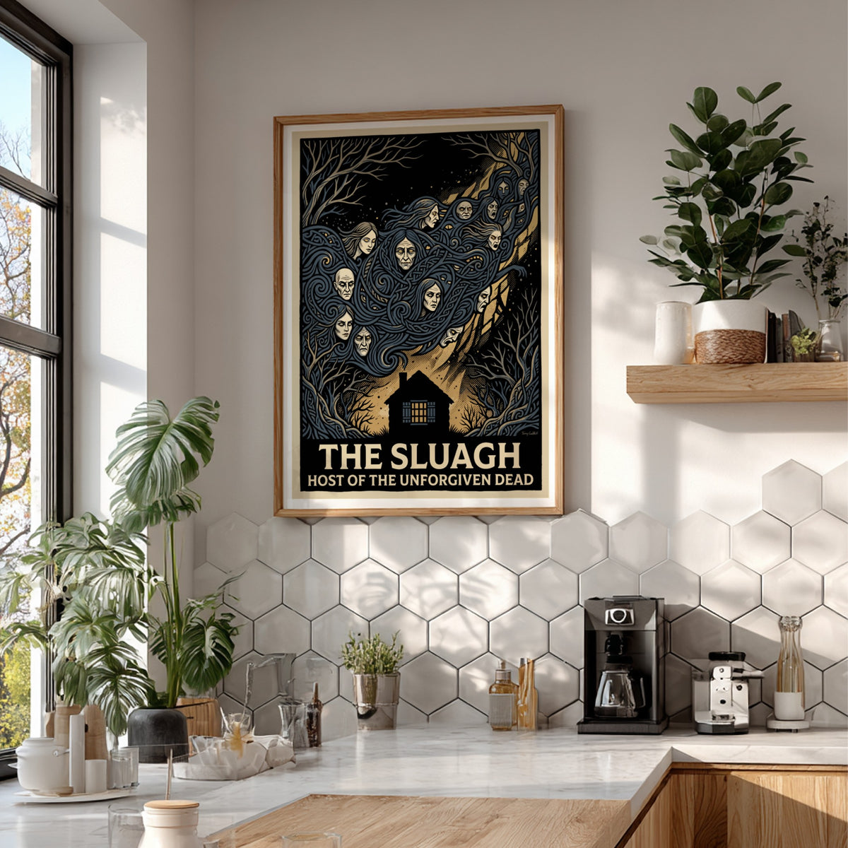 Poster featuring the Sluagh Host of the Unforgiven Dead with swirling spectral faces