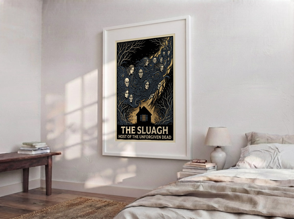 Poster featuring the Sluagh Host of the Unforgiven Dead with swirling spectral faces