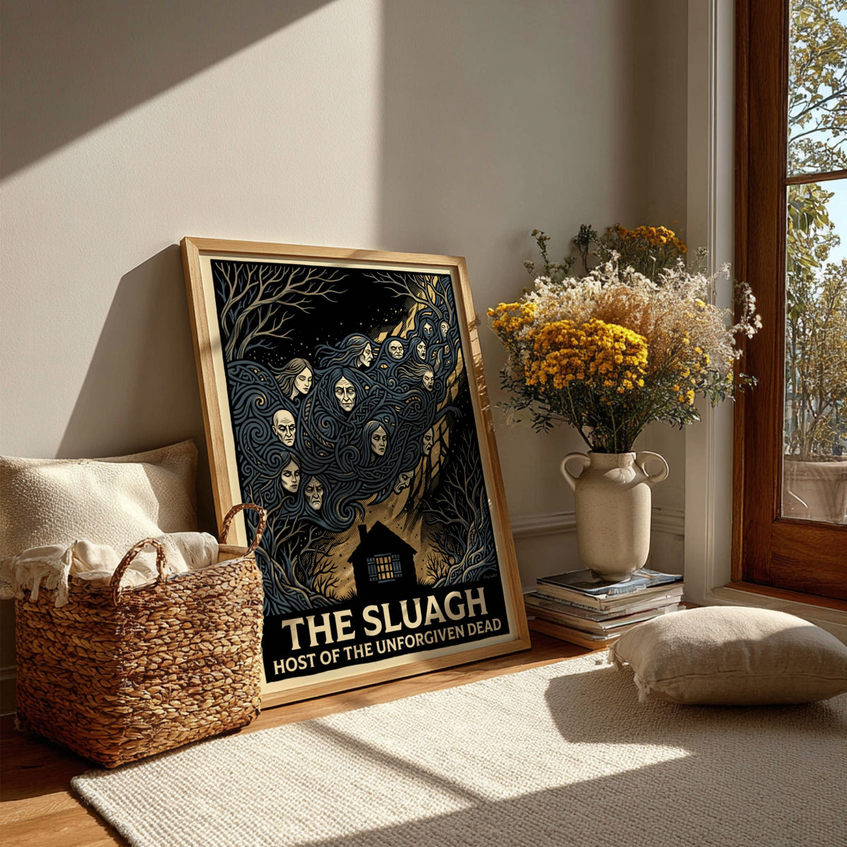 Poster featuring the Sluagh Host of the Unforgiven Dead with swirling spectral faces