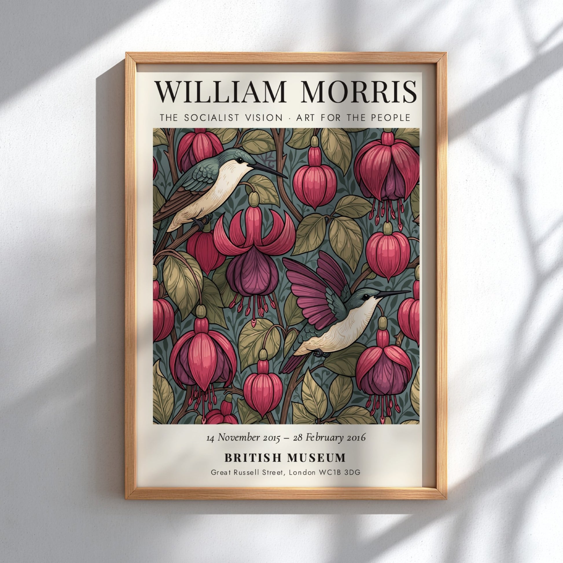 William Morris poster featuring The Socialist Vision with vibrant floral designs and rich colors